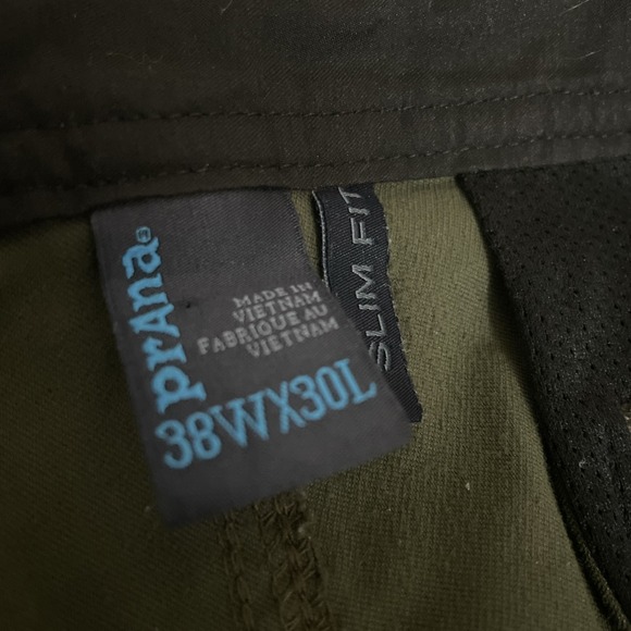 Prana Men's Green 38x30 Slim Fit Outdoor Trail Hiking Pants - Picture 7 of 9